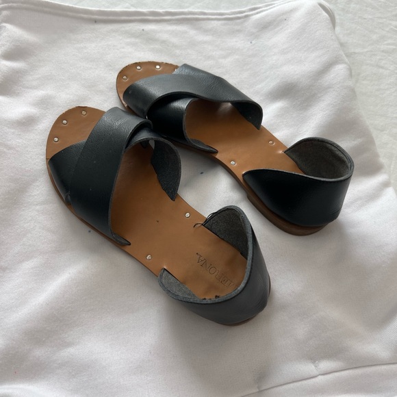 Merona black open toe slip on flats - Picture 3 of 3